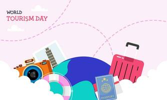 Flat background for world tourism day celebration vector