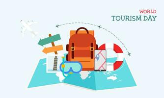 Flat background for world tourism day celebration vector