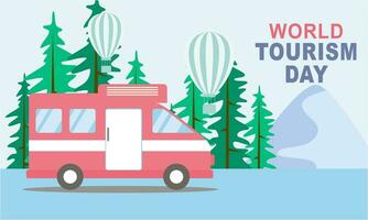 Flat background for world tourism day celebration vector