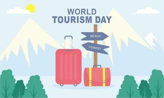Flat background for world tourism day celebration vector