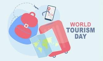 Flat background for world tourism day celebration vector