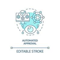 2D editable automated approval thin line icon concept, isolated vector, blue illustration representing vendor management. vector