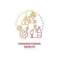 2D gradient manufacturing defects thin line icon concept, isolated vector, red illustration representing product liability. vector