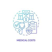 2D gradient medical costs thin line icon concept, isolated vector, blue illustration representing product liability. vector