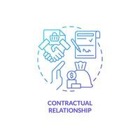 2D gradient contractual relationship thin line icon concept, isolated vector, blue illustration representing product liability. vector