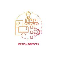 2D gradient design defects thin line icon concept, isolated vector, red illustration representing product liability. vector