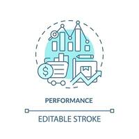 2D editable performance thin line icon concept, isolated vector, blue illustration representing vendor management. vector