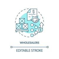 2D editable wholesalers thin line icon concept, isolated vector, blue illustration representing vendor management. vector