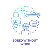 2D gradient bored without work thin line icon concept, isolated vector, blue illustration representing unretirement. vector