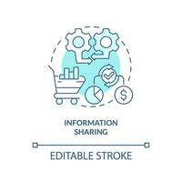 2D editable information sharing thin line icon concept, isolated vector, blue illustration representing vendor management. vector