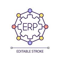 Editable department collaborations icon representing enterprise resource planning, isolated vector, thin line multicolor illustration. vector