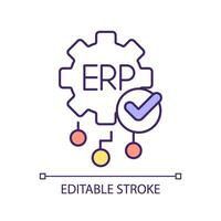 Editable multiple data sets icon representing enterprise resource planning, isolated vector, thin line multicolor illustration. vector