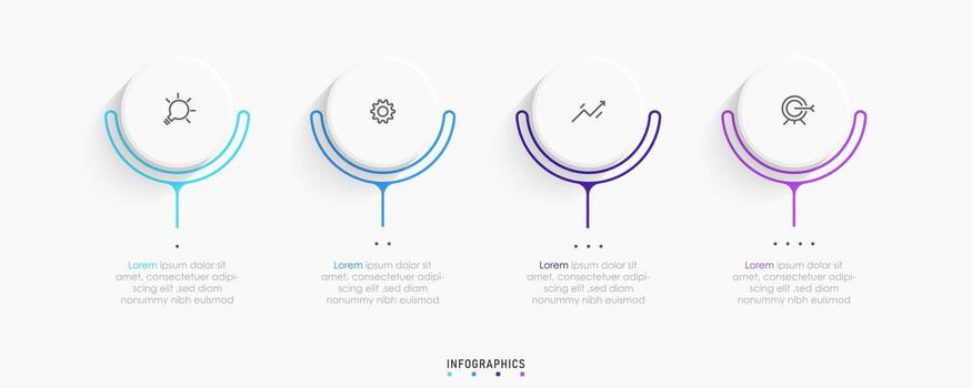 plantilla de diseño de etiquetas infográficas vectoriales con iconos y 4 opciones o pasos. se puede utilizar para diagramas de proceso, presentaciones, diseño de flujo de trabajo, banner, diagrama de flujo, gráfico de información. vector