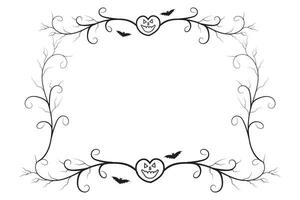 Halloween flourish wilds swirls Square Border frame, witch creepy scary bone victorian pumpkin bat spider pictures frames, vintage rectangle Decorative curly Elegant embellishment ornament borders vector