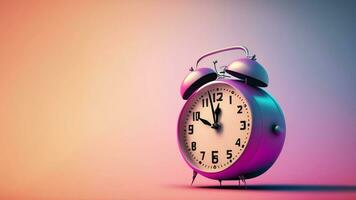 3d Vintage alarm clock pastel background with natural light that falls on the ground over time photo