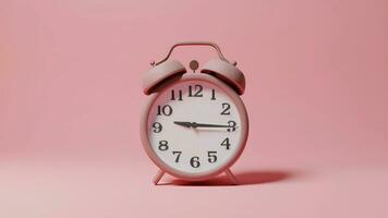 3d Vintage alarm clock pastel background with natural light that falls on the ground over time photo