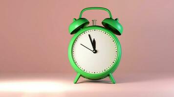 3d Vintage alarm clock pastel background with natural light that falls on the ground over time photo