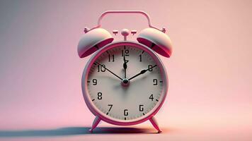 3d Vintage alarm clock pastel background with natural light that falls on the ground over time photo