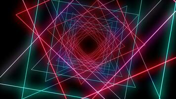 abstrakt spiral neon ändlös tunnel av kvadrater video