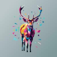 horned deer drawn using WPAP art style, pop art, vector illustration.