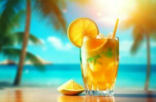verano cóctel, refrescante tropical beber, playa antecedentes ai generado foto