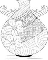 Coloring page water pot patter design vector