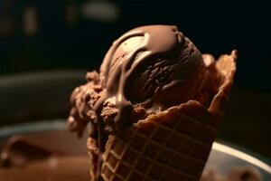 Delicious dark chocolate ice cream ultra realist for international chocolate day Ai Generated photo