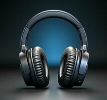 Headphones on a dark background AI Generated photo