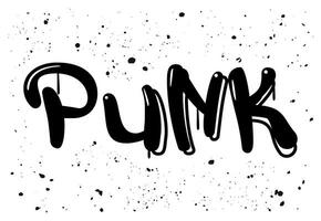 Punk word graffiti grunge lettering. Ink spray doodle text illustration. vector