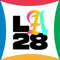 Ukraine, Kharkiv - August, 2, 2023. Los Angeles, USA, 2028 Summer Olympics official logo. vector