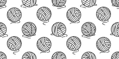 yarn ball seamless pattern vector balls of yarn knitting needles cat toy repeat isolated wallpaper tile background cartoon illustration