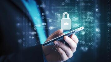 View of a Security concept with a locker open on an internet application - technology concept photo