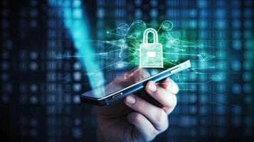 View of a Security concept with a locker open on an internet application - technology concept photo