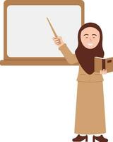 Female Teacher in a Headscarf Who is Teaching Illustration vector