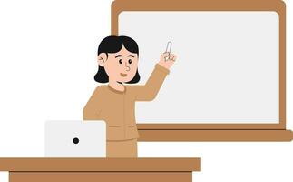 Female Teacher Who Is Providing Learning Materials Illustration vector