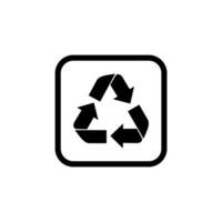 Black color Recycle arrow icon isolated on white background vector