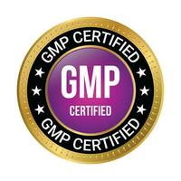 GMP Certified Badge, Good Manufacturing Practice Certified Stamp, GMP Approved Label, Packaging Design Elements, Supplement, GMP Quality Control, Medical And Health Design Element Vector Illustration