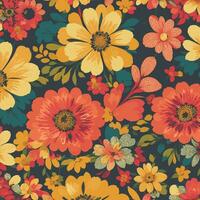 Colorful floral print background. Flat abstract colorful flower pint pattern. Seamless floral pattern with bright colorful flowers pattern. Colorful flower texture background. photo