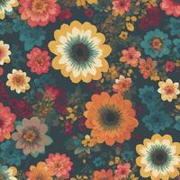 Colorful floral print background. Flat abstract colorful flower pint pattern. Seamless floral pattern with bright colorful flowers pattern. Colorful flower texture background. photo