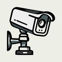 Security camera. CCTV surveillance system. Monitoring, guard equipment, burglary or robbery prevention. Vector illustration isolated on white background.