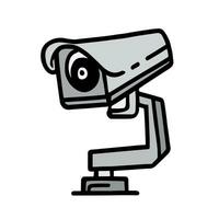 Security camera. CCTV surveillance system. Monitoring, guard equipment, burglary or robbery prevention. Vector illustration isolated on white background.