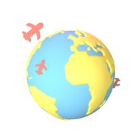 3D icon world globe rendered isolated on the transparent background png