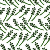 A pattern with fresh geometric asparagus in a seamless pattern. Introduction to organic healthy food. Template with asparagus sprouts for product packaging design, fabric, vector illustration