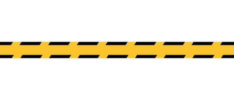 Warning tape. Horizontal seamless borders. Black and yellow line striped. Vector illustration