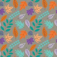 Abstract flat hand draw autumn leaves background. Vector. vector