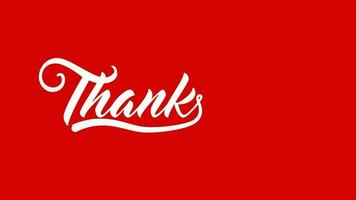 thank you text animation on red background. text motion graphics. video