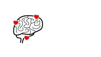 animado saudável cérebro e mente com amor ícone. adequado para cuidados de saúde contente. video