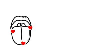 animerad friska tunga och mun med kärlek ikon. lämplig för sjukvård innehåll. video