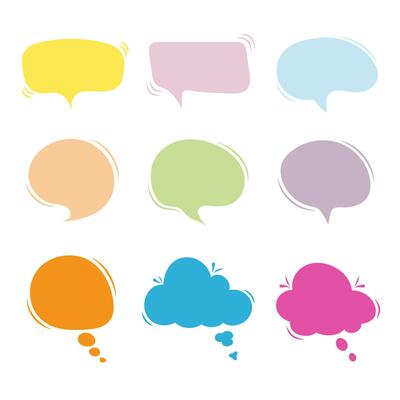 Vector bubbles speech set pastel color, hand drawn.