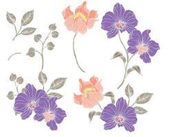 mano dibujado orquídea flor elemento vector